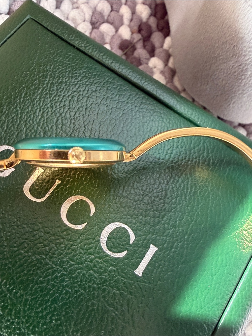 Gucci Women’s Gold Bracelet Watch with Turquoise Dial and Multicolor Bezels - Picture 6 of 8